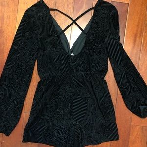 UO Black Velvet Romper